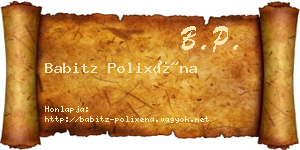 Babitz Polixéna névjegykártya